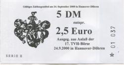 Hannover-Döhren - 1.Telekartenverein Hannover eV, Hildesheimer Str. 293 - 24.9.2000 - 5 Mark