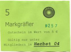 Heitersheim - Markgräfler Regional, Verein für nachhaltiges Wirtschaften eV, Staufener Str. 1a - Herbst 2004 - 5 Euro