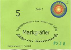 Heitersheim - Markgräfler Regional, Verein für nachhaltiges Wirtschaften eV, Staufener Str. 1a - 1.7.2005 - 5 Euro