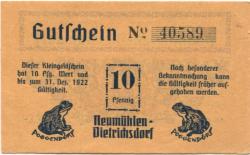 Neumühlen-Dietrichsdorf (heute: Kiel) - Gewerbetreibende - - 31.12.1922 - 10 Pfennig 