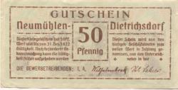 Neumühlen-Dietrichsdorf (heute: Kiel) - Gewerbetreibende - - 31.12.1922 - 50 Pfennig 