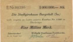 Mohsdorf-Schweizerthal (heute: Burgstädt) - Kaufmann, Wilhelm, Textilwerke - 16.8.1923 - 1 Million Mark