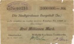 Mohsdorf-Schweizerthal (heute: Burgstädt) - Kaufmann, Wilhelm, Textilwerke - 16.8.1923 - 3 Millionen Mark