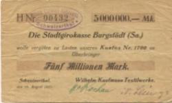 Mohsdorf-Schweizerthal (heute: Burgstädt) - Kaufmann, Wilhelm, Textilwerke - 16.8.1923 - 5 Millionen Mark