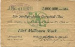 Mohsdorf-Schweizerthal (heute: Burgstädt) - Kaufmann, Wilhelm, Textilwerke - 27.8.1923 - 5 Millionen Mark
