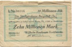 Mohsdorf-Schweizerthal (heute: Burgstädt) - Kaufmann, Wilhelm, Textilwerke - 1.9.1923 - 10 Millionen Mark