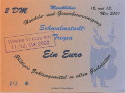 Schwalmstadt - Schwalm, O., Cafe 1685, Bar, Bistro, Strauchgasse 6 - 11./12.5.2002 - 1 Euro