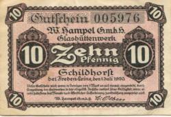 Schildhorst (heute: Freden) - Hampel, W., Glashüttenwerk GmbH - 1.7.1920 - 10 Pfennig
