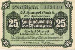 Schildhorst (heute: Freden) - Hampel, W., Glashüttenwerk GmbH - 1.7.1920 - 25 Pfennig