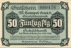 Schildhorst (heute: Freden) - Hampel, W., Glashüttenwerk GmbH - 1.7.1920 - 50 Pfennig
