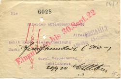 Schildhorst (heute: Freden) - Hampel, W., Glashüttenwerk GmbH - 20.9.1922 - 30.9.1922 - 500 Mark