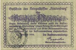 * - Kriegsschiff M. S. Hindenburg - 25.2.1919 - 50 Pfennig 