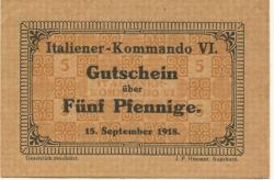* - Italiener-Kommando VI - 15.9.1918 - 5 Pfennig 
