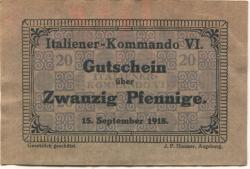 * - Italiener-Kommando VI - 15.9.1918 - 20 Pfennig 