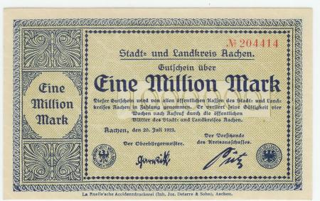Aachen - Stadt- und Landkreis - 20.7.1923 - 1 Million Mark 