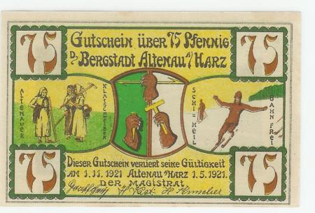 Altenau - Stadt - 1.5.1921 - 1.11.1921 - 75 Pfennig 