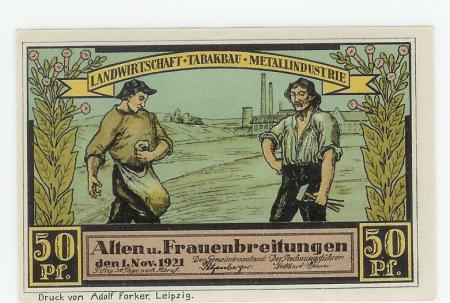 Alten- und Frauenbreitungen (heute: Breitungen) - Gemeinde - 1.11.1921 - 50 Pfennig 