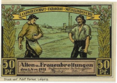Alten- und Frauenbreitungen (heute: Breitungen) - Gemeinde - 1.11.1921 - 50 Pfennig 