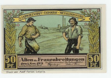 Alten- und Frauenbreitungen (heute: Breitungen) - Gemeinde - 1.11.1921 - 50 Pfennig 