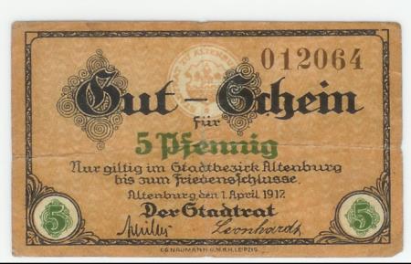 Altenburg - Stadt - 1.4.1917 - 5 Pfennig 