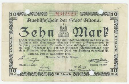 Altona - Stadt - 2.11.1918 - 1.2.1919 - 10 Mark 