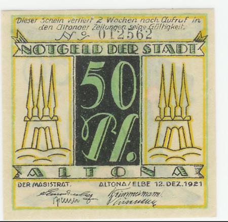 Altona - Stadt - 12.12.1921 - 50 Pfennig 