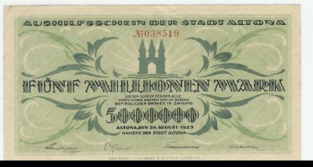 Altona - Stadt - 29.8.1923 - 5 Millionen Mark 