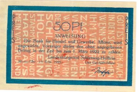 Altona - Landesbürgerrat - 15.2.1922 - 1.3.1922 - 50 Pfennig 