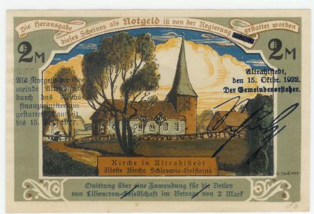 Altrahlstedt (heute: Hamburg) - Gemeinde - 15.10.1922 - 15.12.1922 - 2 Mark 