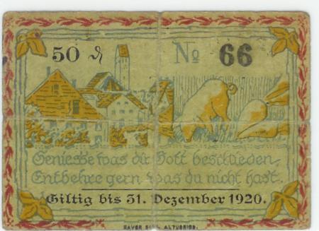 Altusried - Marktgemeinde - - 31.12.1920 - 50 Pfennig 