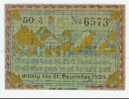 Altusried - Marktgemeinde - - 31.12.1920 - 50 Pfennig 
