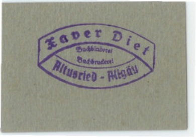 Altusried - Diet, Xaver, Buchbinderei und Buchdruckerei - 1947 - 10 Pfennig 