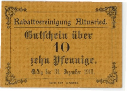 Altusried - Rabattvereinigung - - 31.12.1918 - 10 Pfennig 