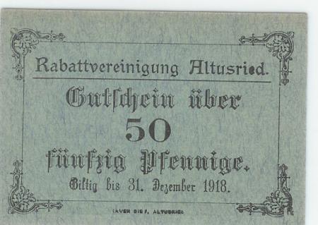 Altusried - Rabattvereinigung - - 31.12.1918 - 50 Pfennig 