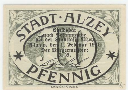 Alzey - Stadt - 1.2.1921 - 10 Pfennig 