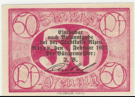 Alzey - Stadt - 1.2.1921 - 50 Pfennig 
