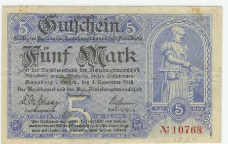 Annaberg - Amtshauptmannschaft - 1.11.1918 - 5 Mark 