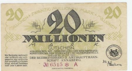 Annaberg - Amtshauptmannschaft - 26.9.1923 - 20 Millionen Mark 