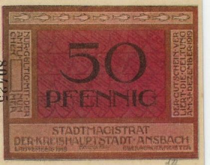 Ansbach - Stadt - 1.11.1918 - 31.12.1919 - 50 Pfennig 