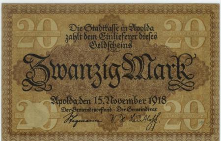 Apolda - Stadt - 15.11.1918 - 20 Mark 