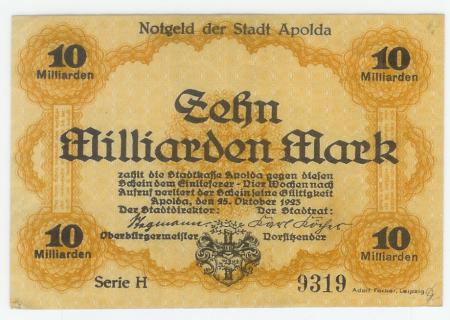Apolda - Stadt - 25.10.1923 - 10 Milliarden Mark 