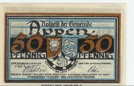 Appen - Gemeinde - -- - 50 Pfennig 