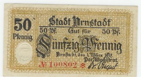 Arnstadt - Stadt - 1.3.1917 - 31.12.1920 - 50 Pfennig 