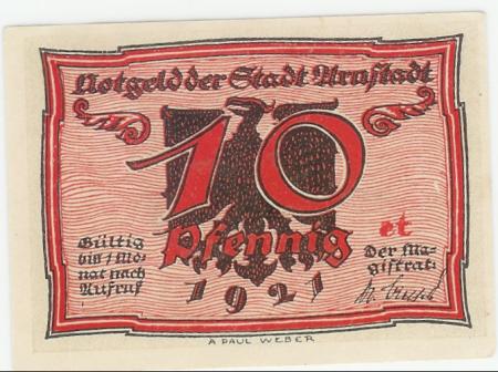 Arnstadt - Stadt - 1921 - 10 Pfennig 