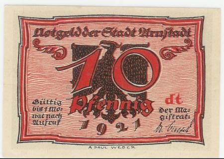 Arnstadt - Stadt - 1921 - 10 Pfennig 