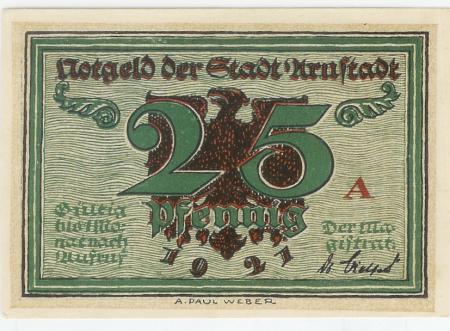 Arnstadt - Stadt - 1921 - 25 Pfennig 