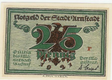 Arnstadt - Stadt - 1921 - 25 Pfennig 