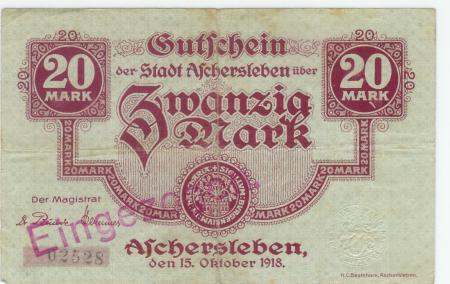 Aschersleben - Stadt - 15.10.1918 - 20 Mark 
