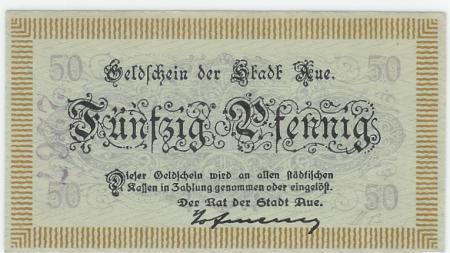 Aue - Stadt - - 31.12.1918 - 50 Pfennig 