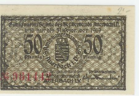 Auerbach - Amtshauptmannschaft - 31.12.1919 - 50 Pfennig 